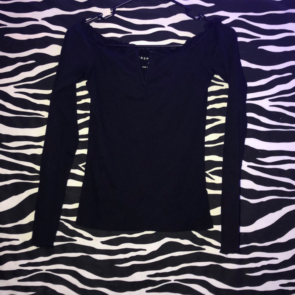 black Aeropostale Long Sleeve Off the Shoulder Top